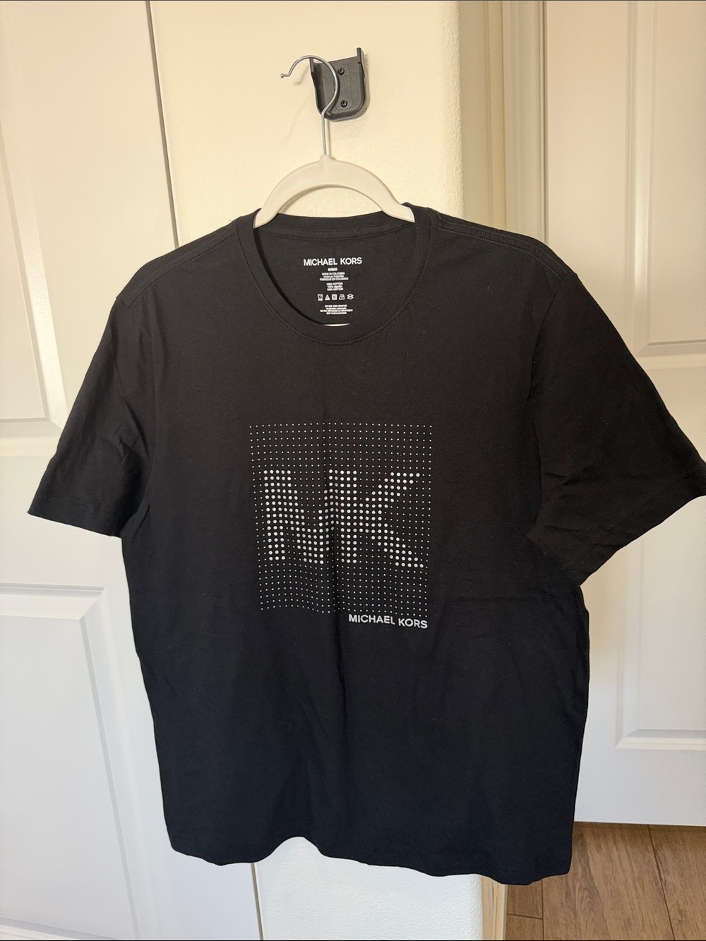 Michael Kors Black Short-Sleeve Tee with Studded MK Graphic